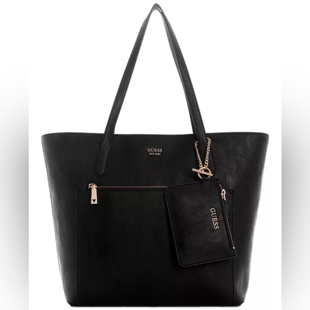 Guess Black Tote with Gold Accents